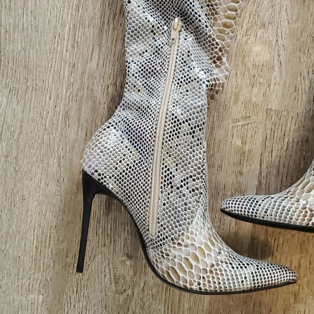 Truffle High Reptile Stilleto Over The Knee Boots